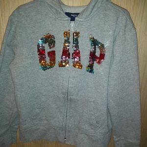 Gap Zip Up Sequin Flip Hooded Sweatshirt